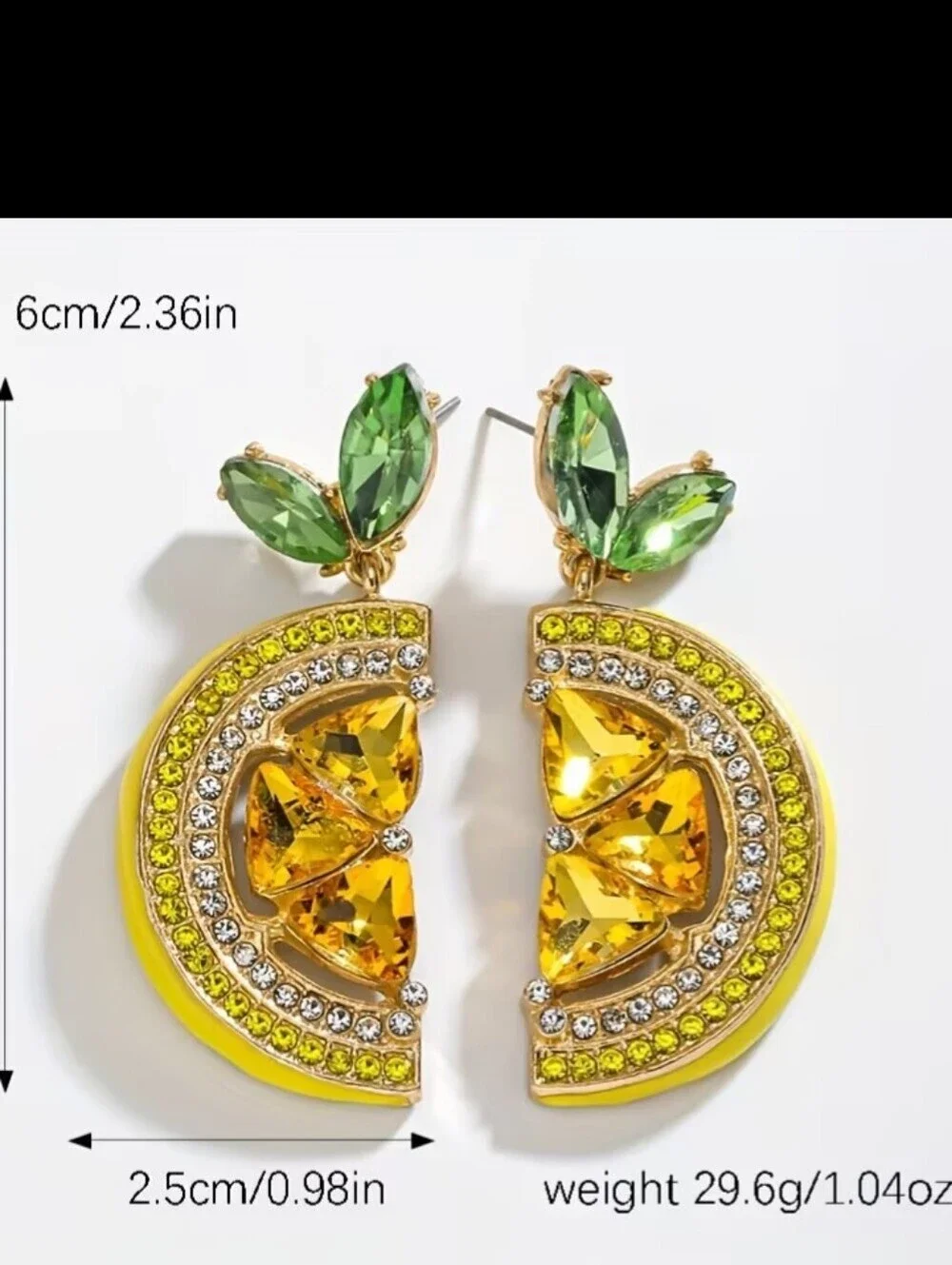 Lemon Yellow & Green Crystal Drop Earrings